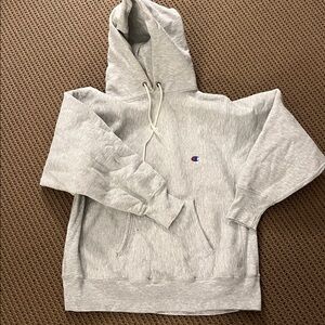 Vintage Men’s Champion Reverse Weave Light Gray Size L Hoodie USA
